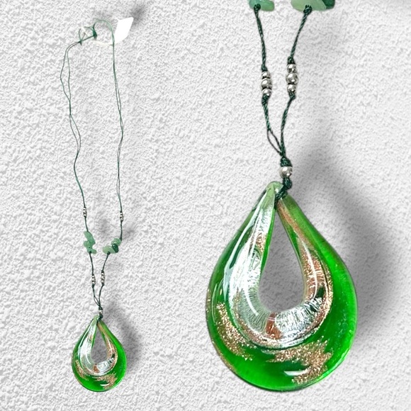 Free People Get Lost Cord Pendant Necklace in Green Gold NEW Bohemian Choker - Picture 7 of 10